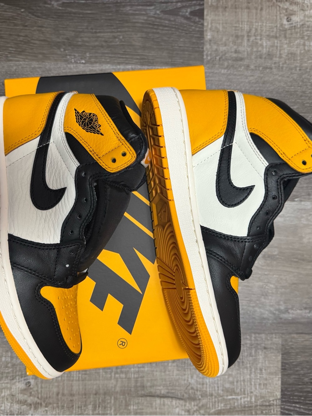 Nike Air Jordan 1 Mid - Black/White/Yellow Men’s Sneakers - Picture 3 of 5